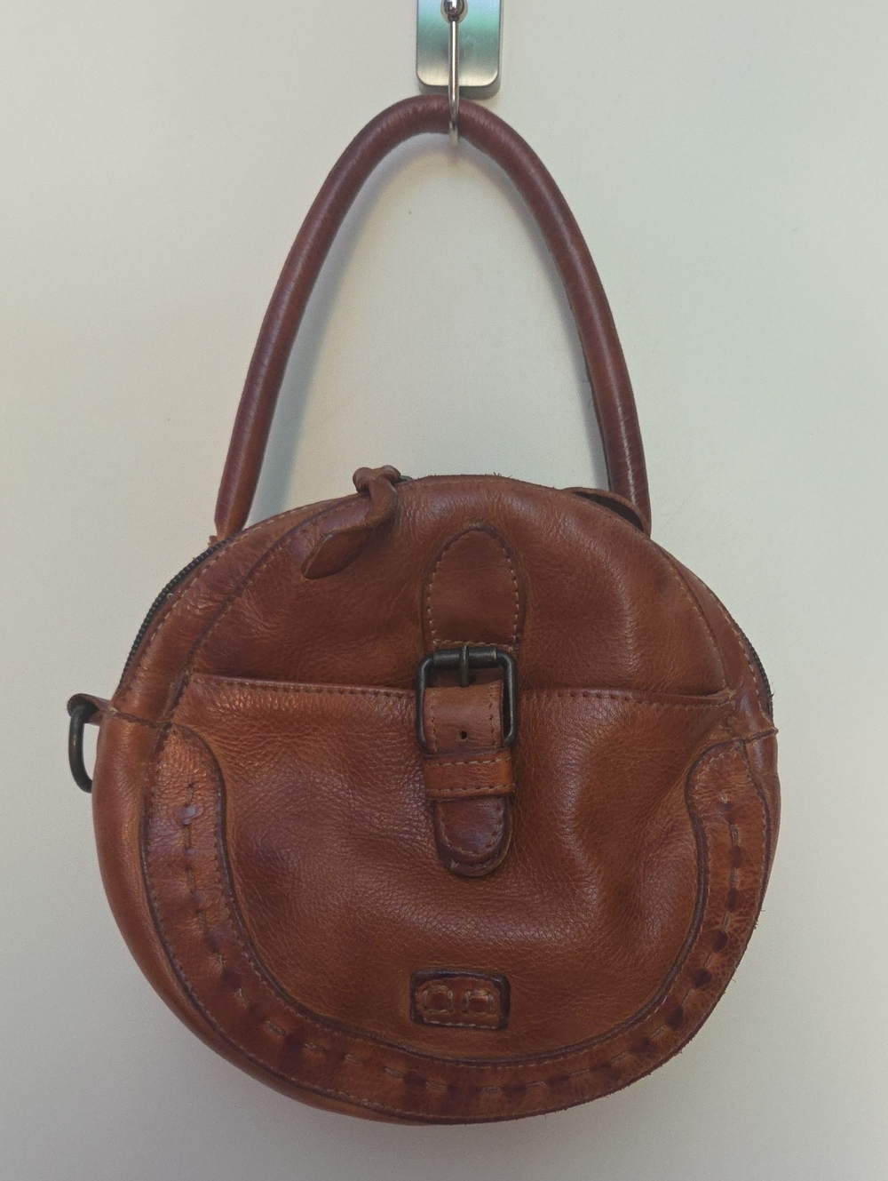 Bed Stu Brown Round Mini Leather Bag